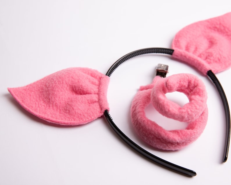 Pig Ears and Piggy Tail / Pig Headband / Pig Costume Pretend Play / Children Dress up / Birthday Party Idea