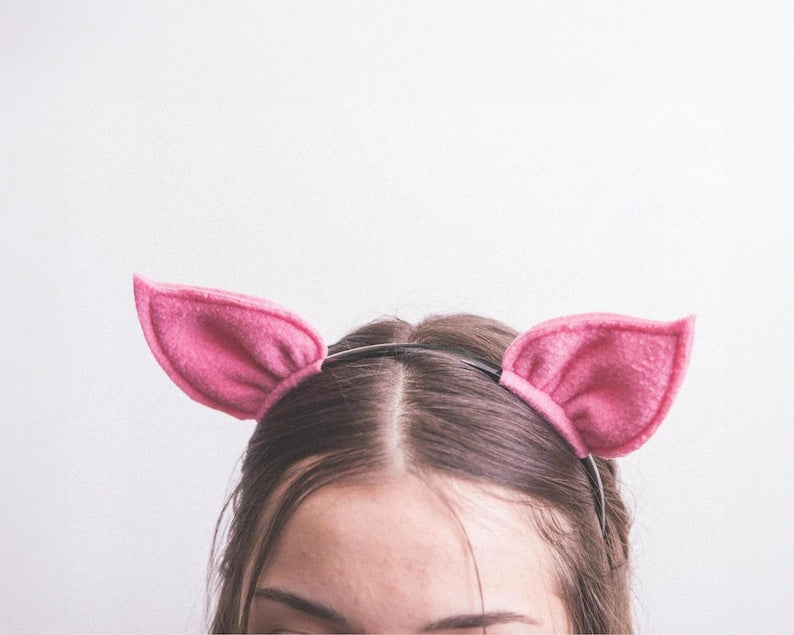 Pig Ears and Piggy Tail / Pig Headband / Pig Costume Pretend Play / Children Dress up / Birthday Party Idea
