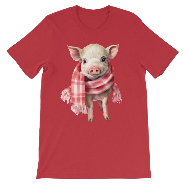 Cute Piglet Wearing a Scarf Kids T-Shirt,  Farming Shirt, Pig Lover, gift for her, farm animal Tee, animal lover kids shirt
