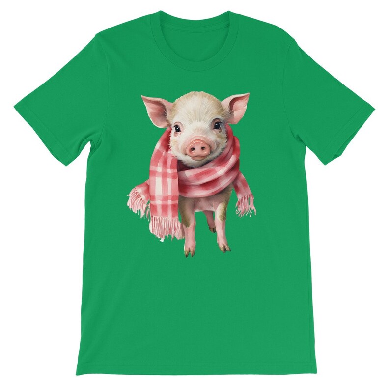 Cute Piglet Wearing a Scarf Kids T-Shirt,  Farming Shirt, Pig Lover, gift for her, farm animal Tee, animal lover kids shirt