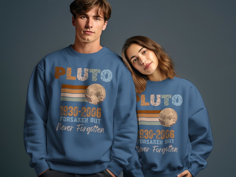 Pluto Forsaken Never Forgotten Boho Comfort Colors Tee Planet Pluto Sweatshirt, Trendy Science Hoodie, Retro Space Tee, Matching Couples