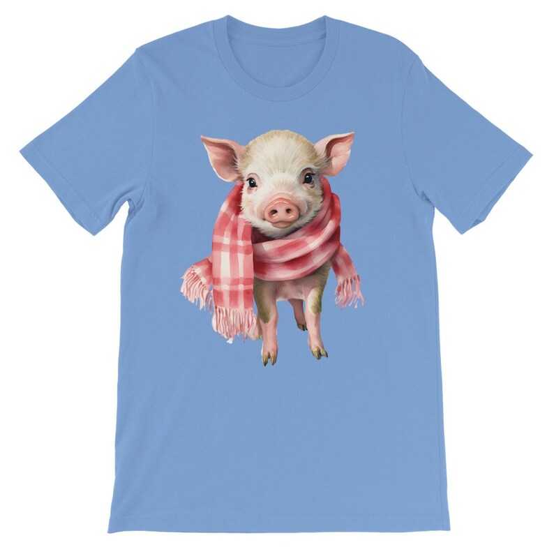 Cute Piglet Wearing a Scarf Kids T-Shirt,  Farming Shirt, Pig Lover, gift for her, farm animal Tee, animal lover kids shirt