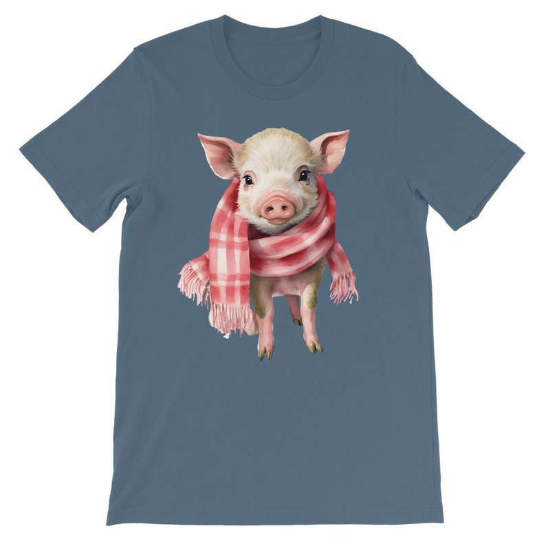 Cute Piglet Wearing a Scarf Kids T-Shirt,  Farming Shirt, Pig Lover, gift for her, farm animal Tee, animal lover kids shirt