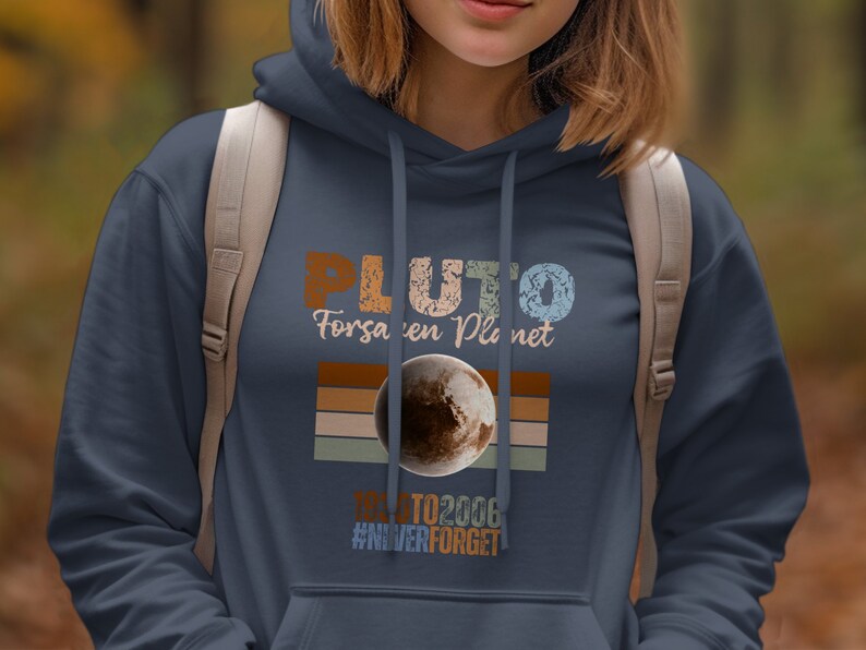 Pluto Forsaken Planet Never Forget Boho Comfort Colors Tee Planet Pluto Sweatshirt, Trendy Science Hoodie, Retro Space Tee, Matching Couples