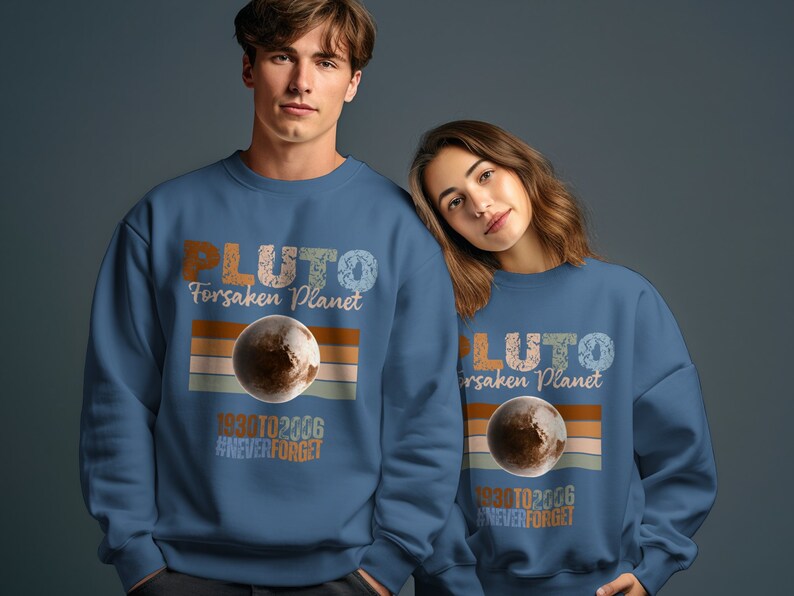Pluto Forsaken Planet Never Forget Boho Comfort Colors Tee Planet Pluto Sweatshirt, Trendy Science Hoodie, Retro Space Tee, Matching Couples