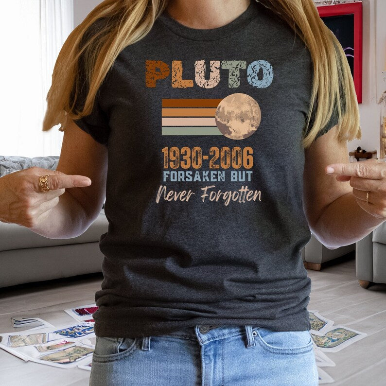 Pluto Forsaken Never Forgotten Boho Comfort Colors Tee Planet Pluto Sweatshirt, Trendy Science Hoodie, Retro Space Tee, Matching Couples