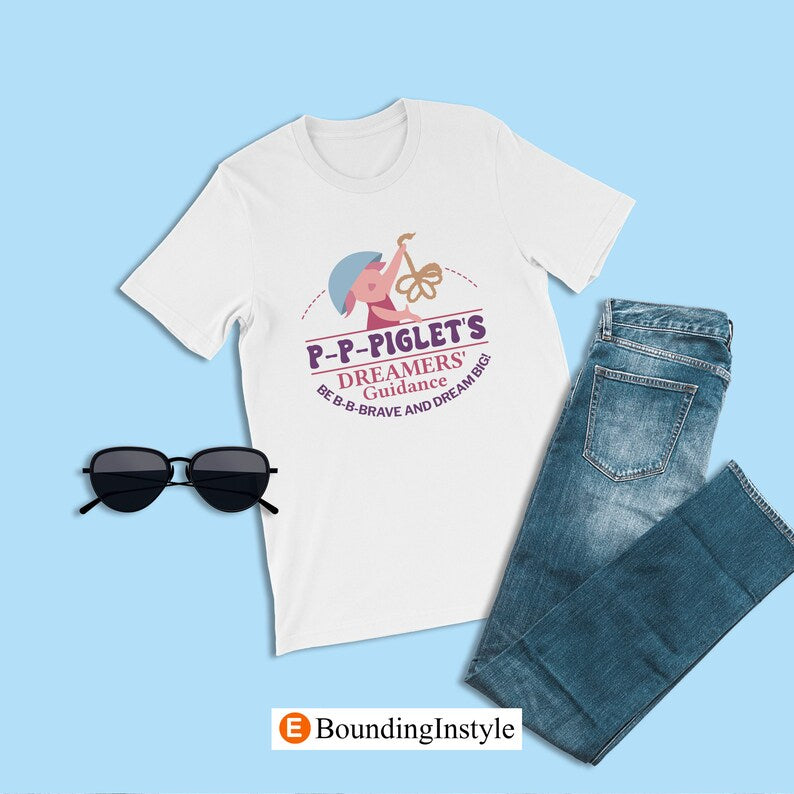 Winnie the Pooh Logo Shirt, Piglet T-Shirt, Dreamers' Guidance Brave and Dream Big, Hundred Acre Wood Outfit, The Many Adventures Attraction