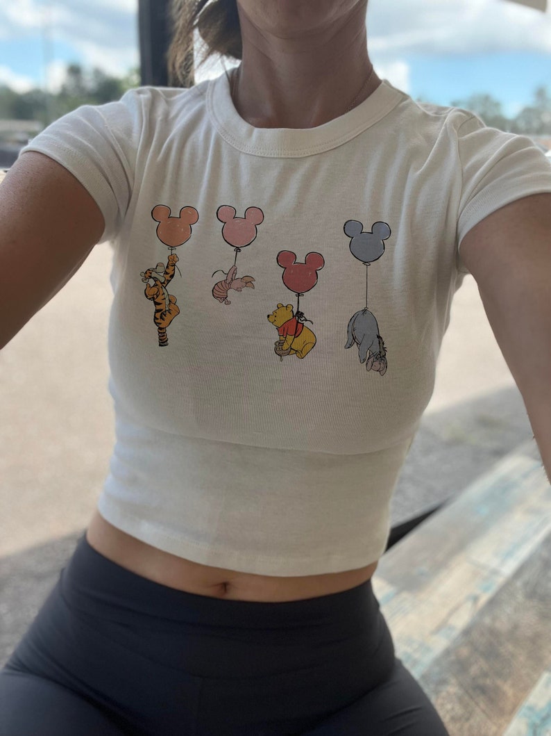 Winnie Balloons Baby Tee, Eeyore Womens Tank, Disney Balloons Crop Tee, Winnie the Pooh Tiger Crop Top, Eeyore Piglet Tigger, Disneyland tee