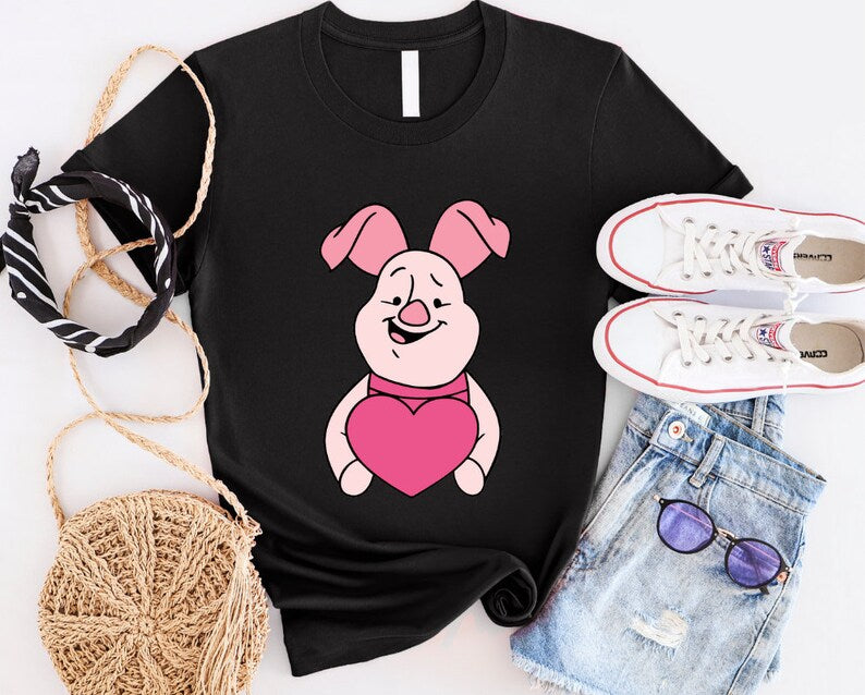 Winnie The Pooh Heart Valentine Shirt, Disney Winnie The Pooh Piglet Sweatshirt, Disneyland Trip Gift, Winnie The Pooh Valentine Shirt