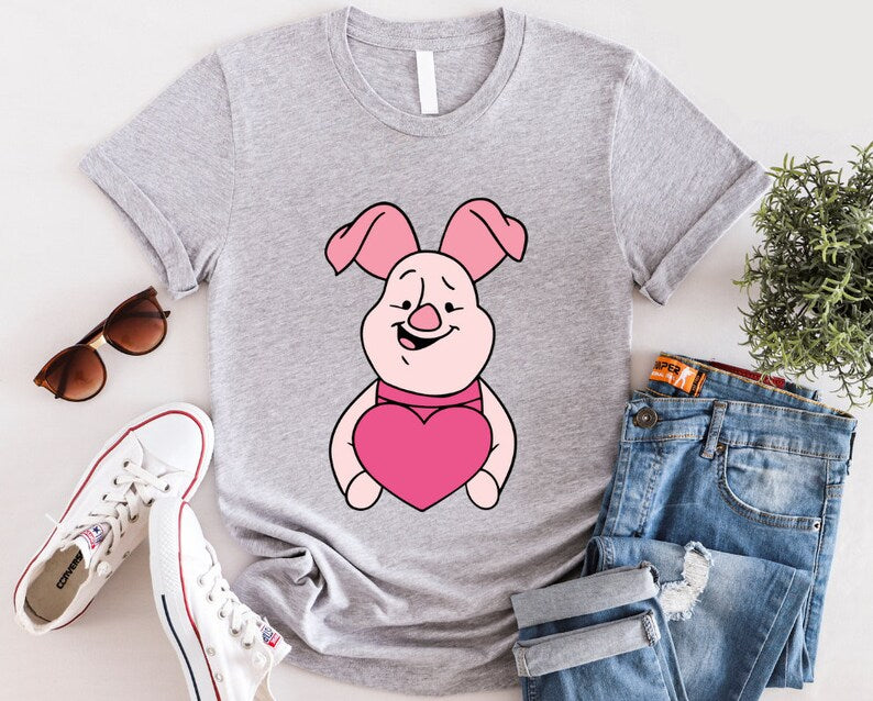 Winnie The Pooh Heart Valentine Shirt, Disney Winnie The Pooh Piglet Sweatshirt, Disneyland Trip Gift, Winnie The Pooh Valentine Shirt