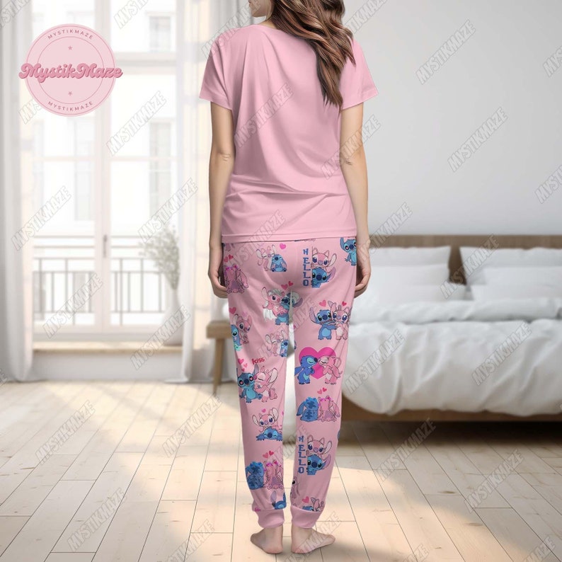 Personalized Stitch Angel Pajamas Set, Lilo Stitch Holiday Pajamas, Disney Stitch Womens Pajamas, Angel Stitch Pajamas Family