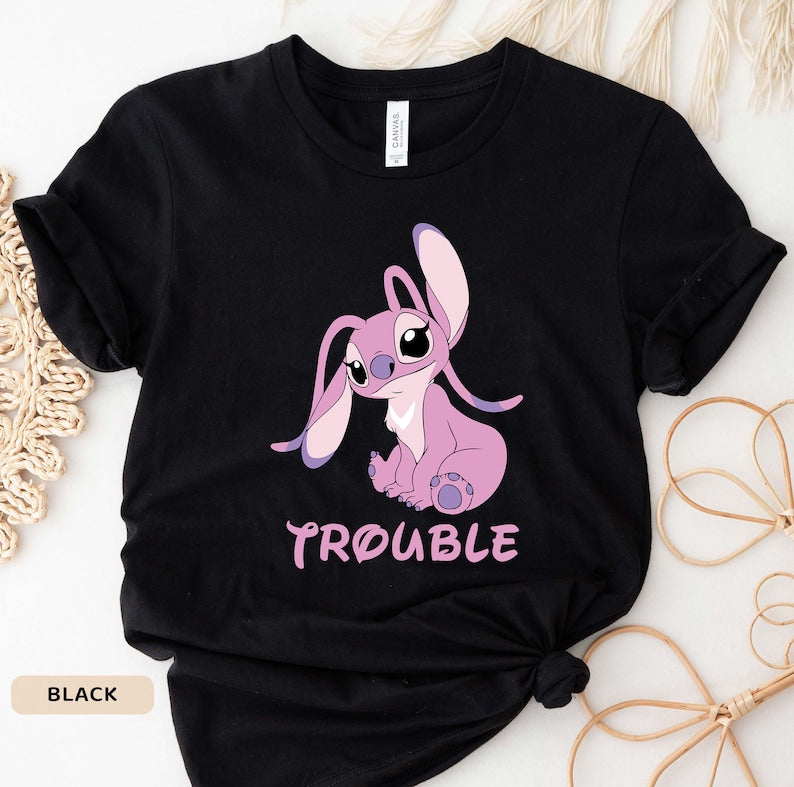 Stitch and Angel Matching Shirts: Funny Couple Tees