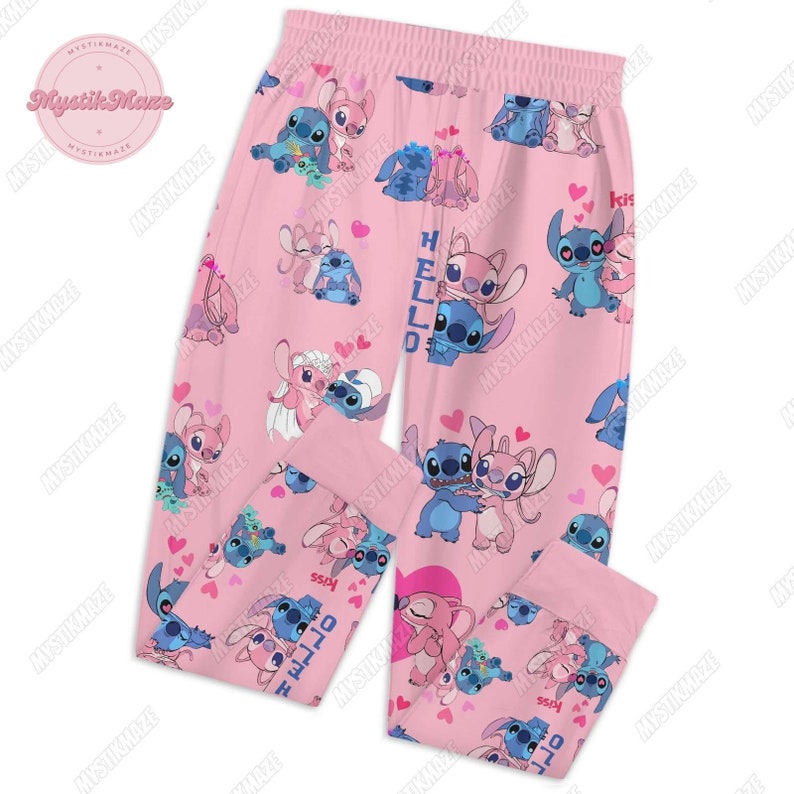 Personalized Stitch Angel Pajamas Set, Lilo Stitch Holiday Pajamas, Disney Stitch Womens Pajamas, Angel Stitch Pajamas Family