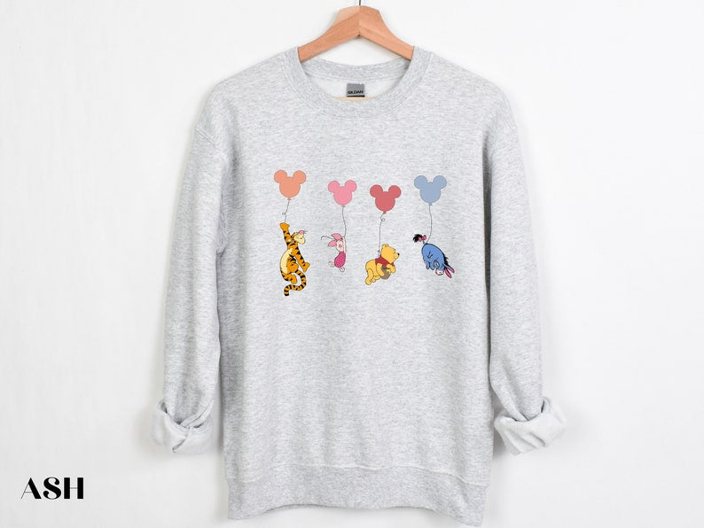 Winnie the Pooh and friends Disney shirt, Pooh Bear Piglet Eeyore Sweatshirt, Disney Baby Tee, Pooh Balloons Disney Shirt, Disney Trip Shirt