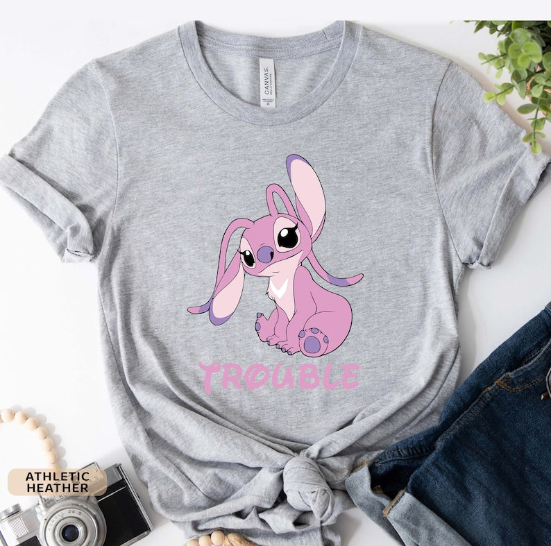 Stitch and Angel Matching Shirts: Funny Couple Tees