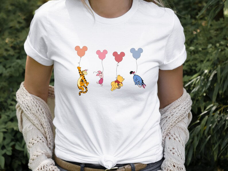 Winnie the Pooh and friends Disney shirt, Pooh Bear Piglet Eeyore Sweatshirt, Disney Baby Tee, Pooh Balloons Disney Shirt, Disney Trip Shirt