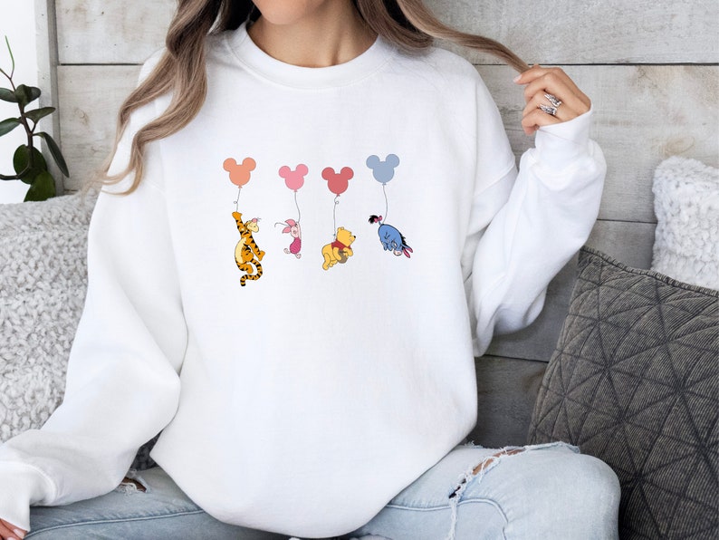 Winnie the Pooh and friends Disney shirt, Pooh Bear Piglet Eeyore Sweatshirt, Disney Baby Tee, Pooh Balloons Disney Shirt, Disney Trip Shirt