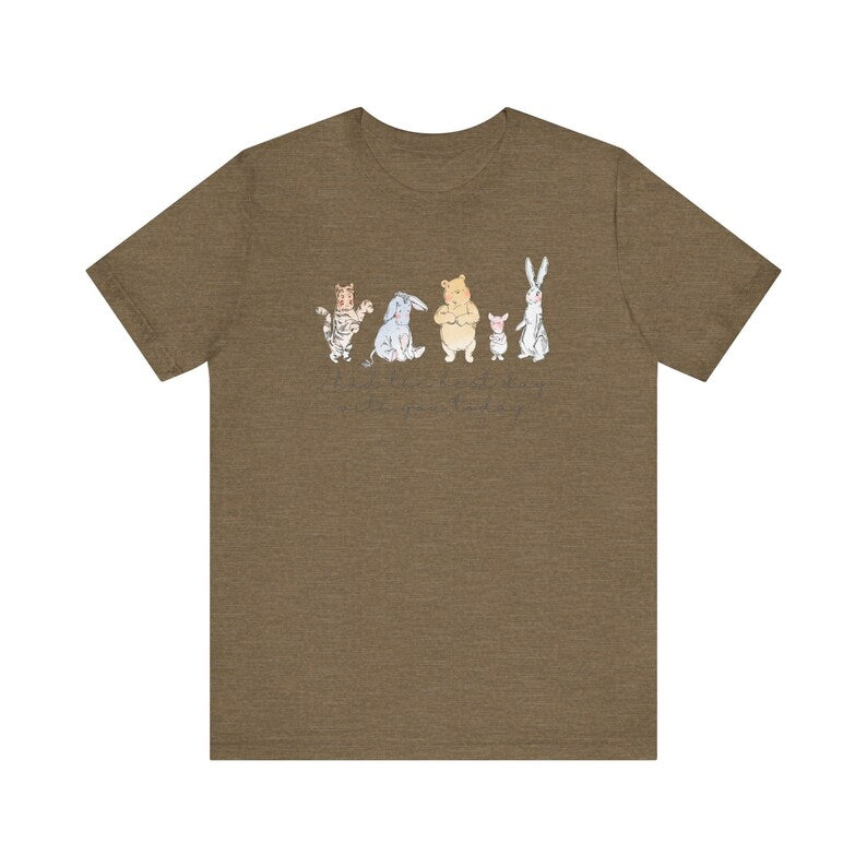 Winnie Pooh & Friends Best Day Shirt | Best Day With You Today TShirt | Pooh Piglet Tigger Rabbit Eeyore | Lyrics Tee Shirt |