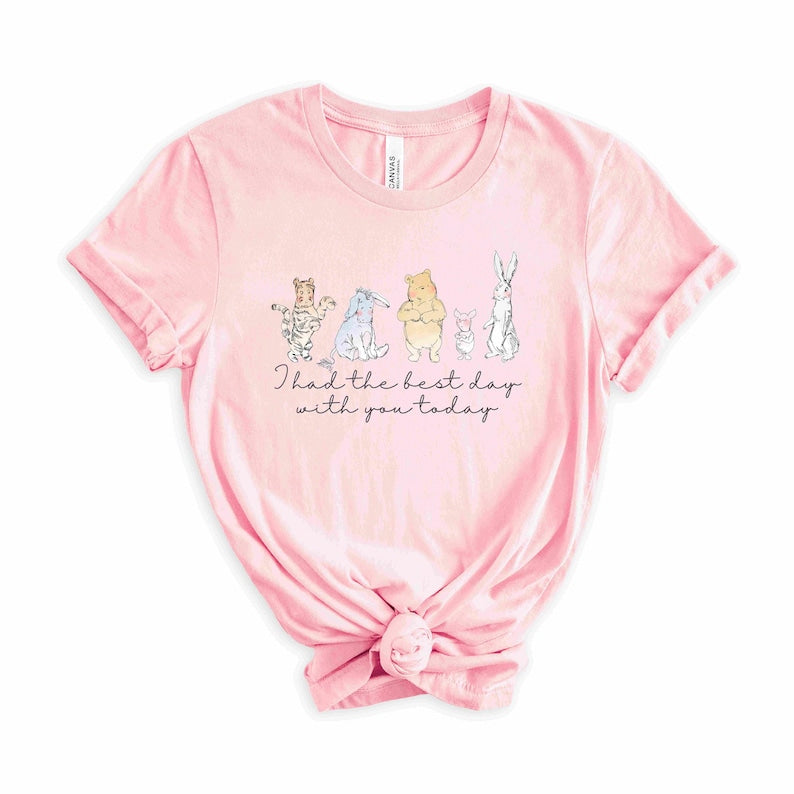 Winnie Pooh & Friends Best Day Shirt | Best Day With You Today TShirt | Pooh Piglet Tigger Rabbit Eeyore | Lyrics Tee Shirt |