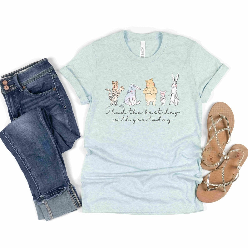 Winnie Pooh & Friends Best Day Shirt | Best Day With You Today TShirt | Pooh Piglet Tigger Rabbit Eeyore | Lyrics Tee Shirt |