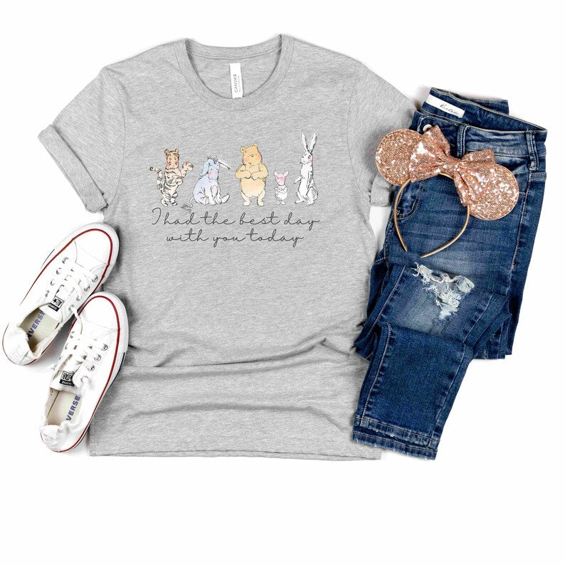 Winnie Pooh & Friends Best Day Shirt | Best Day With You Today TShirt | Pooh Piglet Tigger Rabbit Eeyore | Lyrics Tee Shirt |