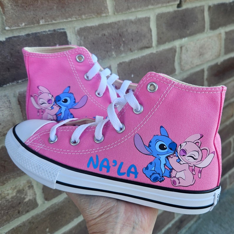 Stitch Angel Converse Personalized High Tops Sneakers For Girls