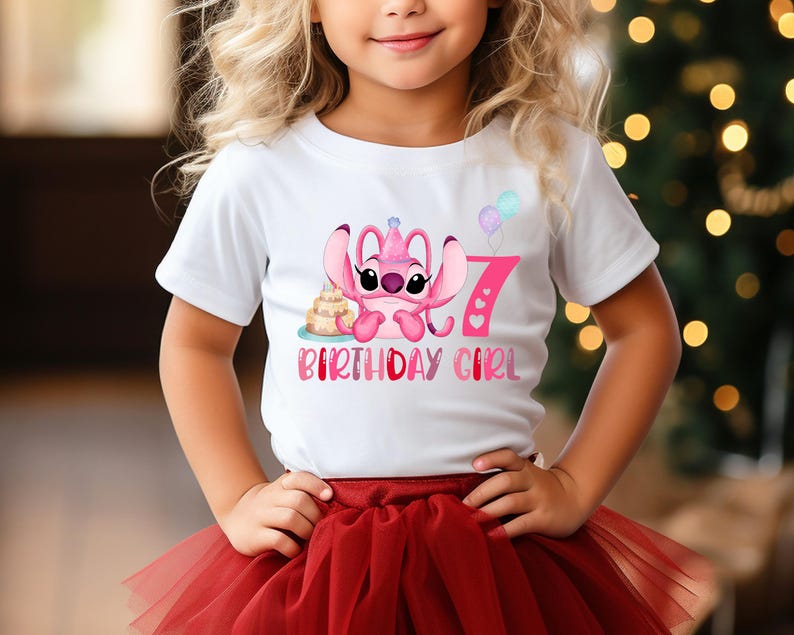 Disney Angel Birthday Girl Shirt, Stitch Angel Birthday Party, Custom Birthday Tshirt, Birthday Family Shirt, Personalized Kids Birthday Tee
