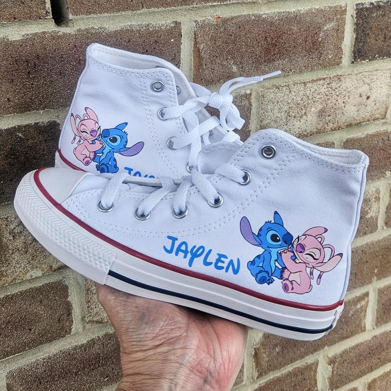 Stitch Angel Converse Personalized High Tops Sneakers For Girls
