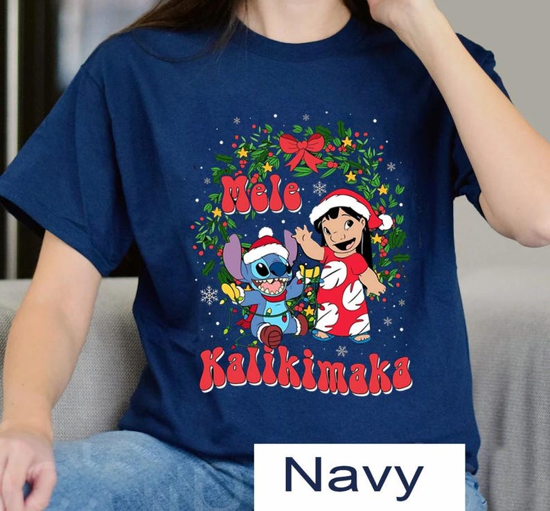 Stitch and Lilo Mele Kalikimaka Family Matching Shirts product image 5