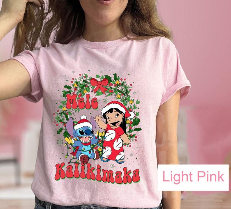 Stitch and Lilo Mele Kalikimaka Family Matching Shirts product image 3