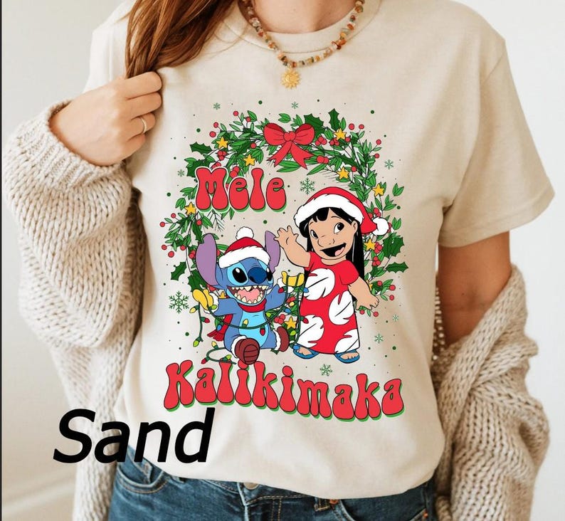Stitch and Lilo Mele Kalikimaka Family Matching Shirts product image 6