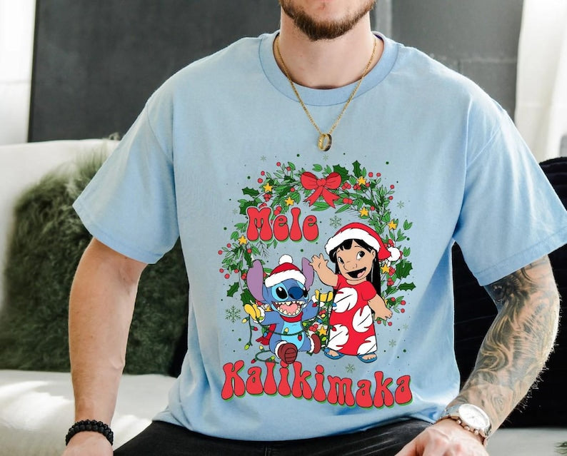 Stitch and Lilo Mele Kalikimaka Family Matching Shirts product image 2
