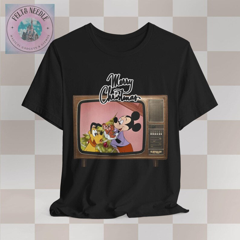 Vintage Christmas Tee, Retro Mickey Mouse, Chip & Dale Tshirt, Unisex Holiday Shirt, Pluto's Christmas Tree, Merry Christmas Gift, Disney