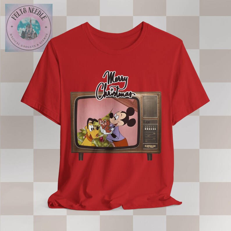 Vintage Christmas Tee, Retro Mickey Mouse, Chip & Dale Tshirt, Unisex Holiday Shirt, Pluto's Christmas Tree, Merry Christmas Gift, Disney