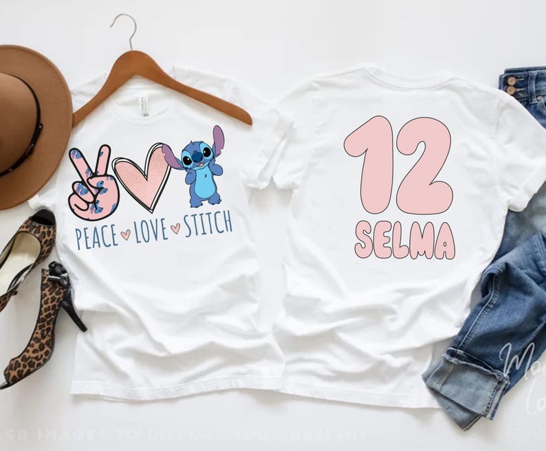 Personalized Disneyworld Stitch Angel Kids Birthday Shirts product image 2