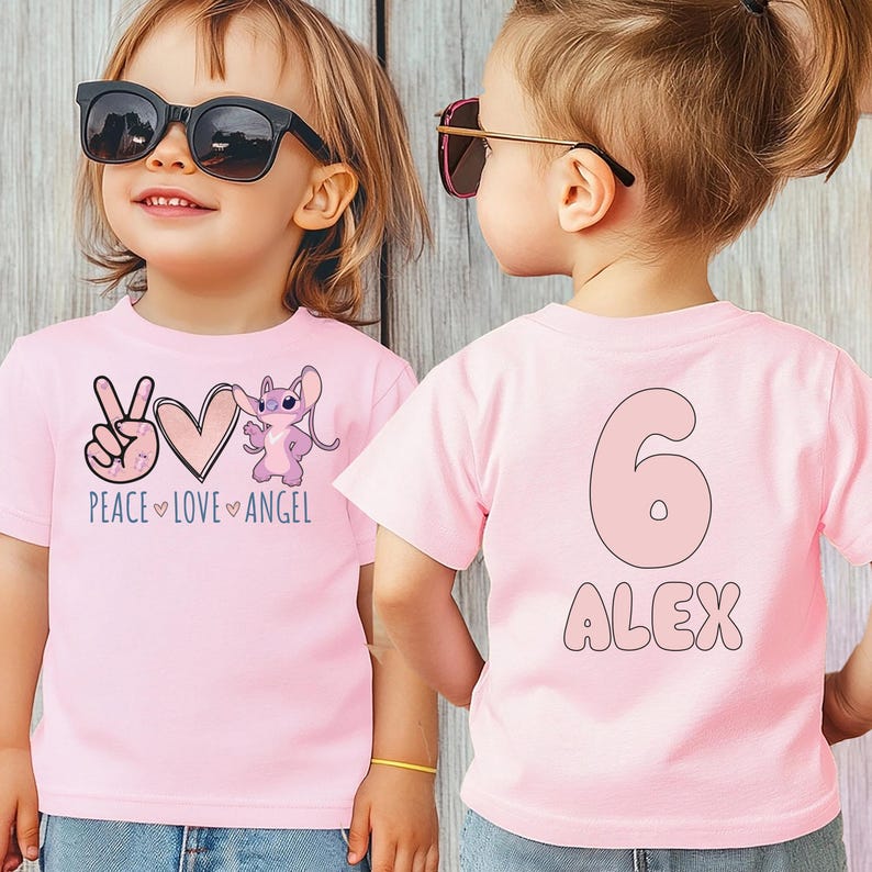 Personalized Disneyworld Stitch Angel Kids Birthday Shirts product image 4
