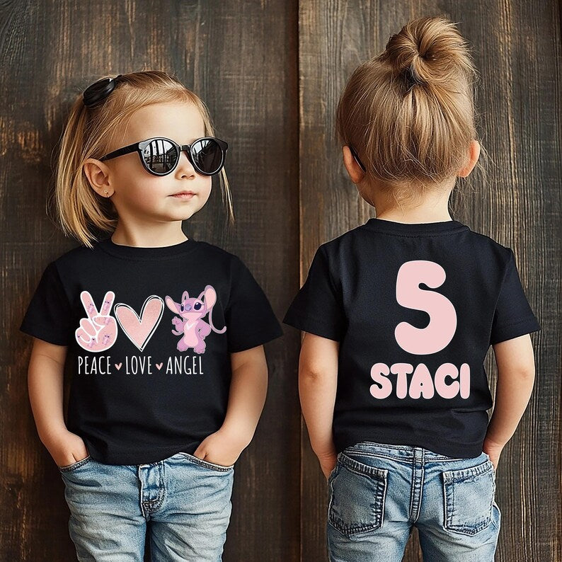 Personalized Disneyworld Stitch Angel Kids Birthday Shirts product image 1