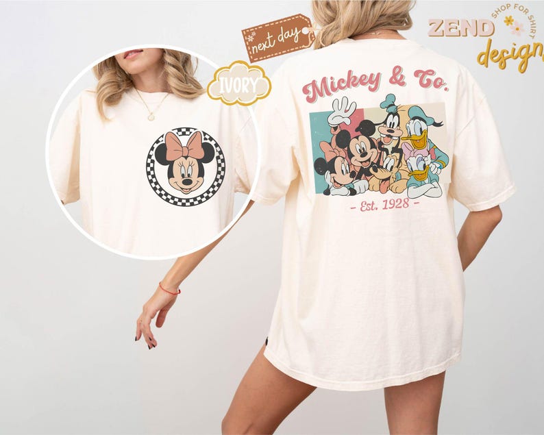 Comfort Colors Retro Custom Mickey & Friends Shirt, Disney Vacation Shirt,Checkered Magic Kingdom Family Matching Trip, WDW Disneyland Shirt