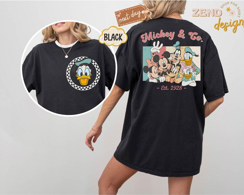 Comfort Colors Retro Custom Mickey & Friends Shirt, Disney Vacation Shirt,Checkered Magic Kingdom Family Matching Trip, WDW Disneyland Shirt