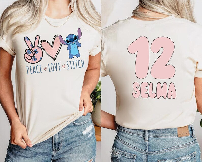 Personalized Disneyworld Stitch Angel Kids Birthday Shirts product image 3