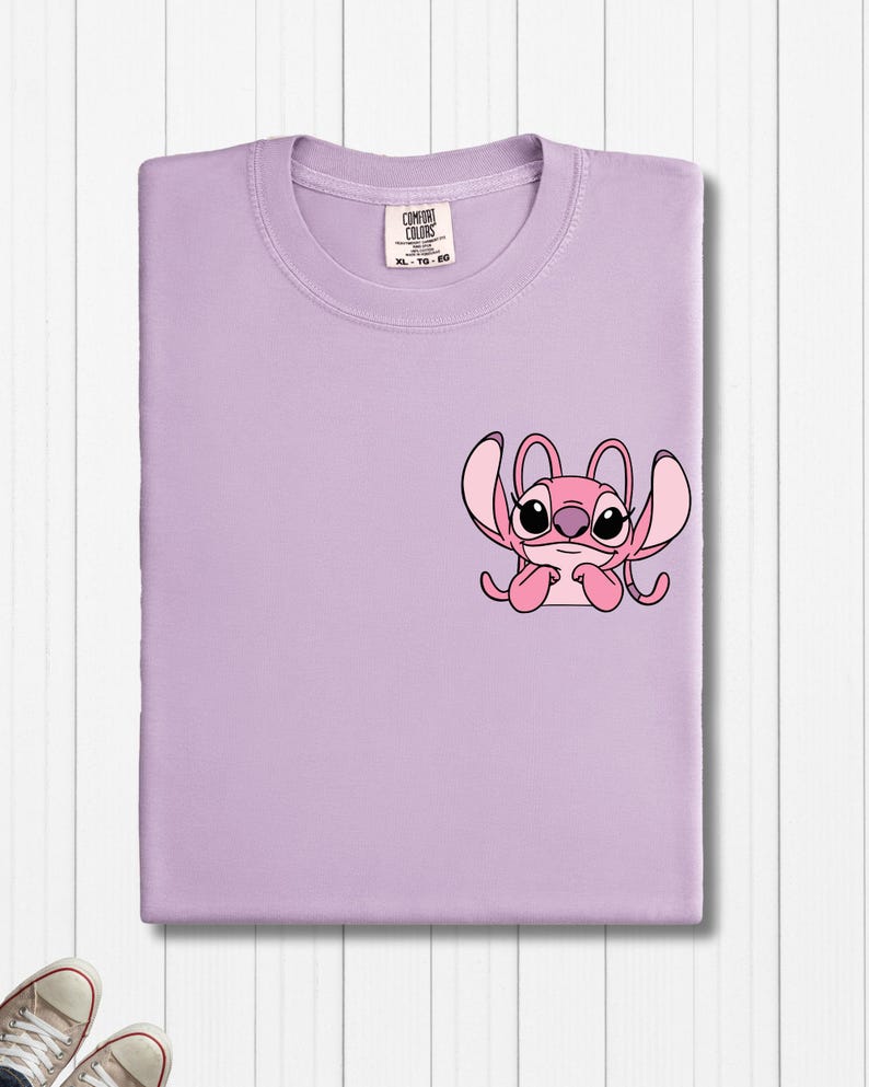 Stitch and Angel Comfort Colors Pocket Tee, Matching Disney Shirts