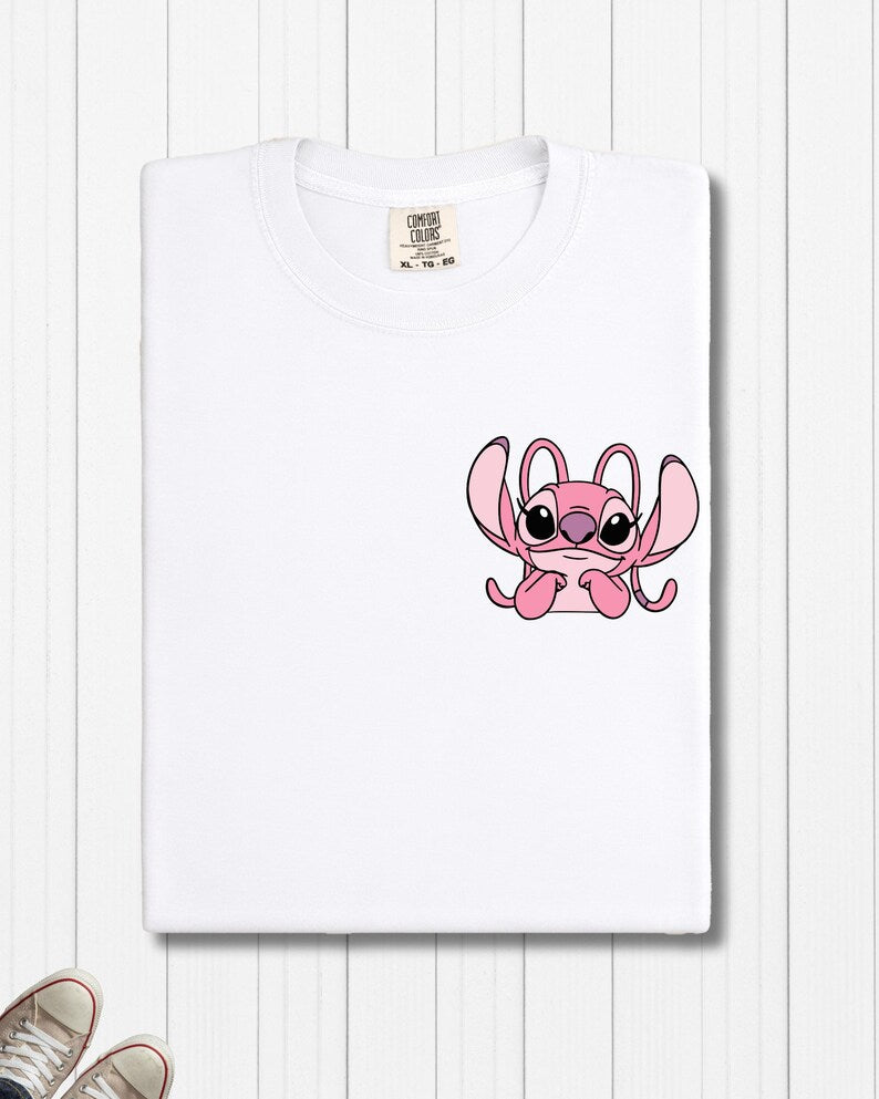 Stitch and Angel Comfort Colors Pocket Tee, Matching Disney Shirts