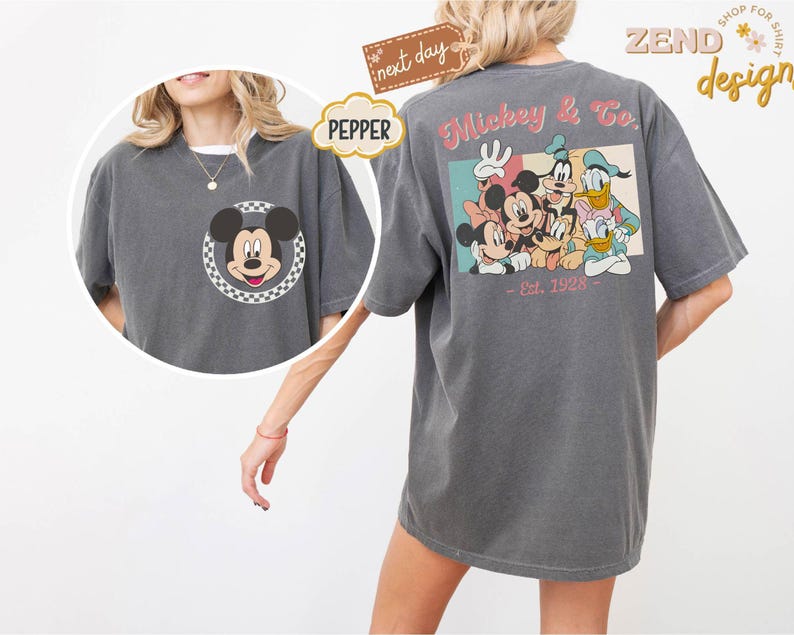 Comfort Colors Retro Custom Mickey & Friends Shirt, Disney Vacation Shirt,Checkered Magic Kingdom Family Matching Trip, WDW Disneyland Shirt