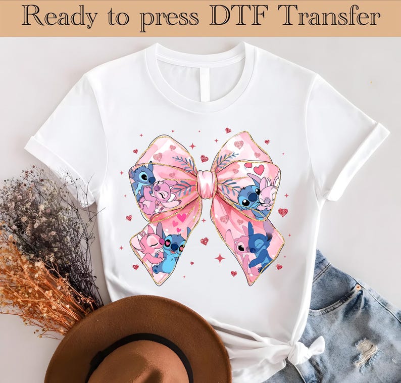 Stitch And Angel Valentine Coquette Ready To Press, Pink product image 1
