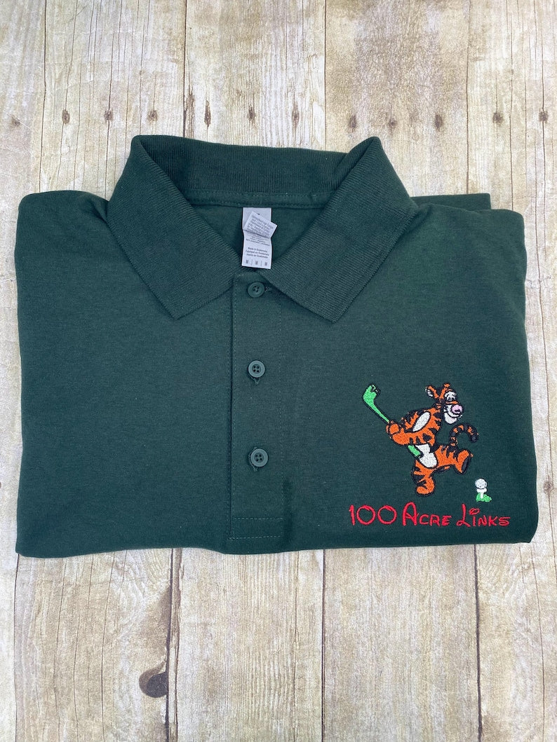 YOUR CHOICE Tigger OR Pooh Golfing Embroidered Polo