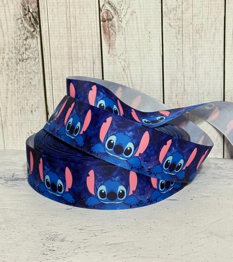 1 1/2” 7/8” Stitch /Angel Grosgrain Ribbon ,3 yards Lilo and Stitch