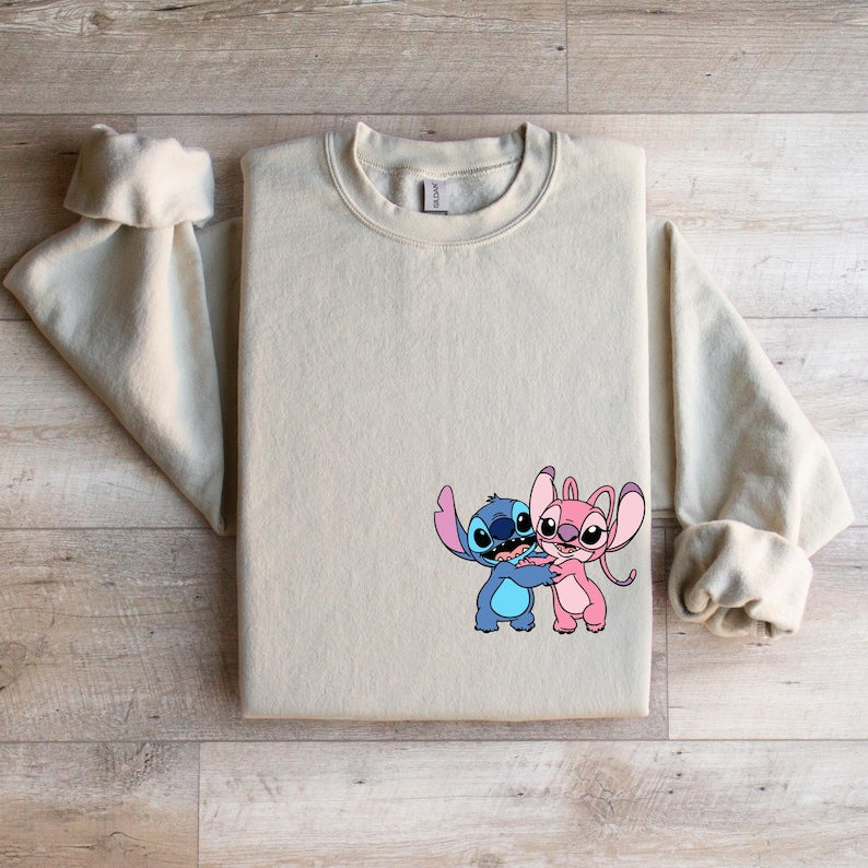 Personalized Stitch and Angel Hoodie: Custom Couple Valentine Gift