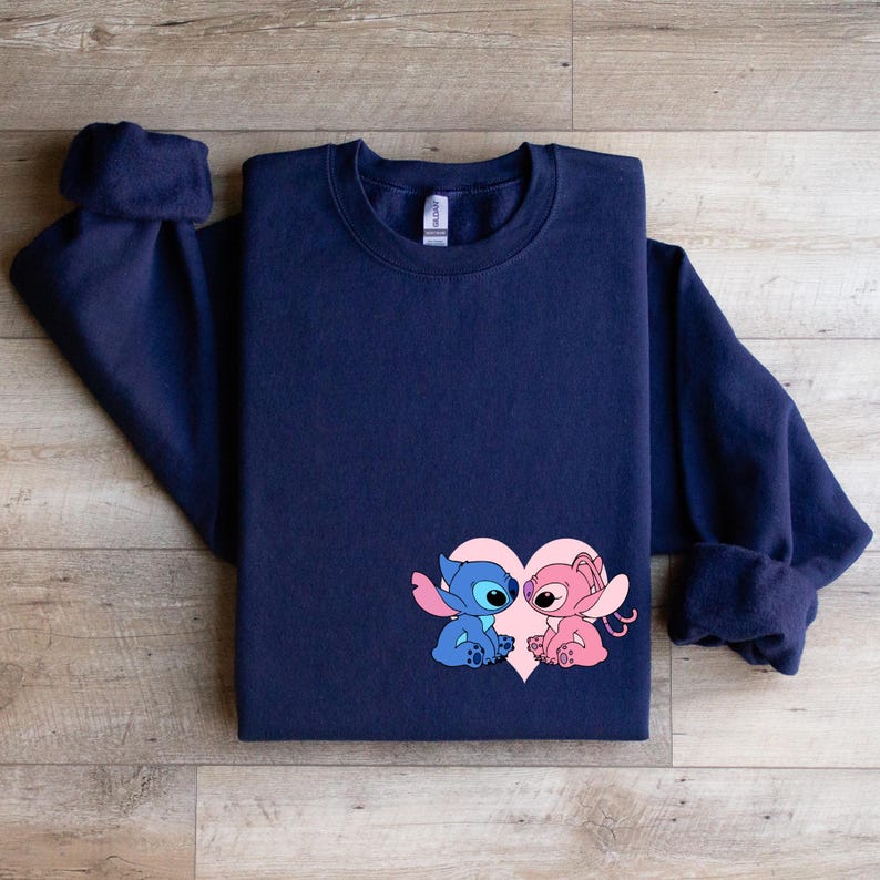 Personalized Stitch and Angel Hoodie: Custom Couple Valentine Gift