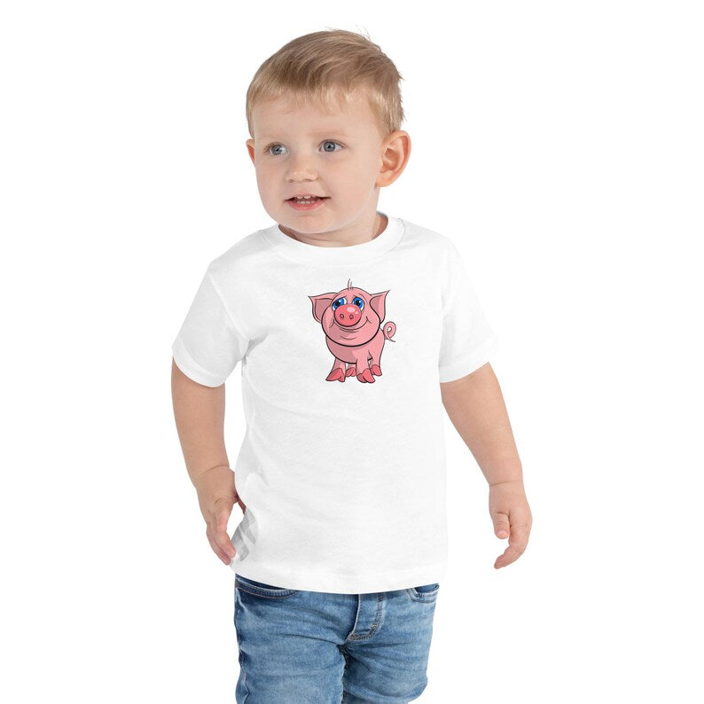 Cute Piglet Kids T-shirt | Toddler Tee with a Pink Piggy | Funny Farm Animals Birthday Gift for Boys and Girls