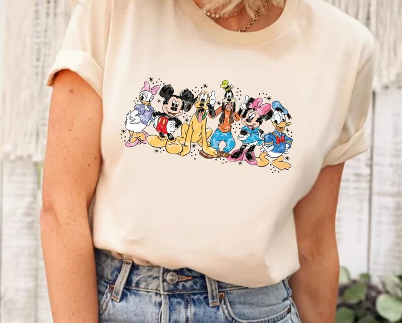 Mickey And Friends Watercolor Shirt, Mickey And Friends Shirt, Mickey Mouse Shirt, Retro Mickey Shirt, Friends Shirt, Disney Shirt